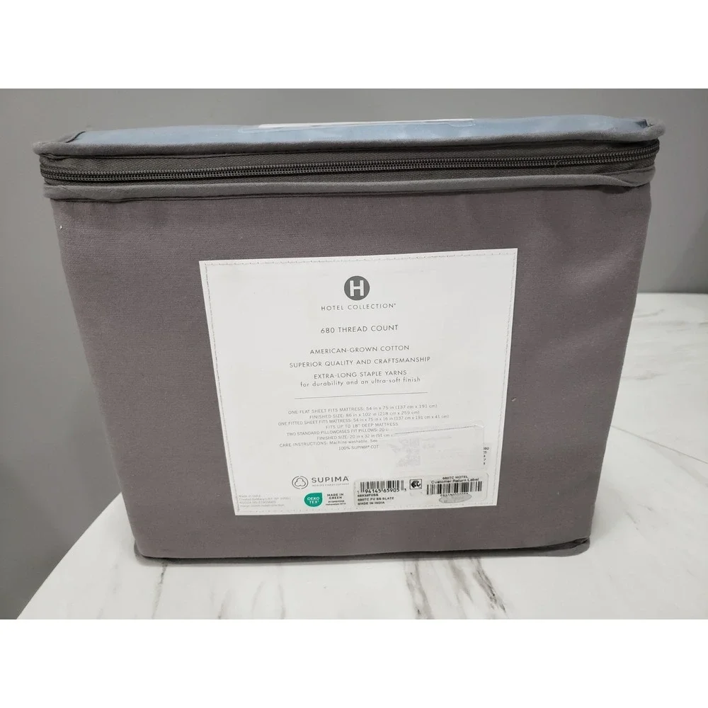 NEW Hotel Collection 680 Thread Count Cotton Full Size 4pc Sheet Set COLOR SLATE
